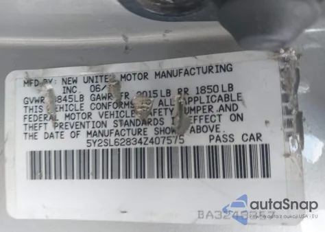 2004 Pontiac Vibe из США, поврежденный, VIN 5Y2SL62834Z407575